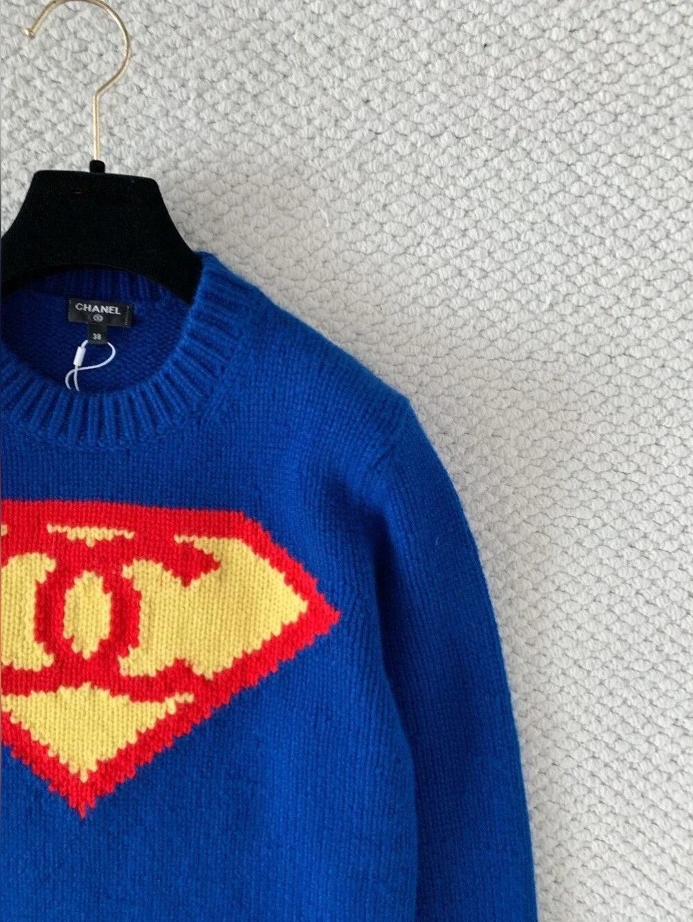 CHANEL Blue Cashmere Crewneck Sweater